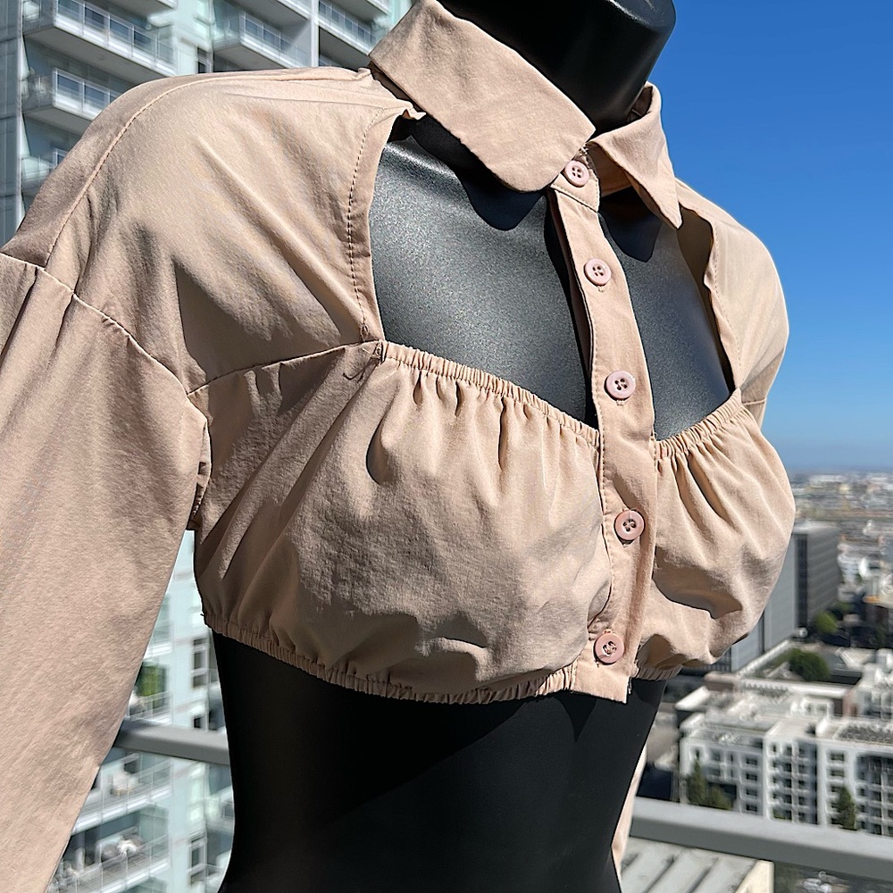 Cropped Cut Out Button Down